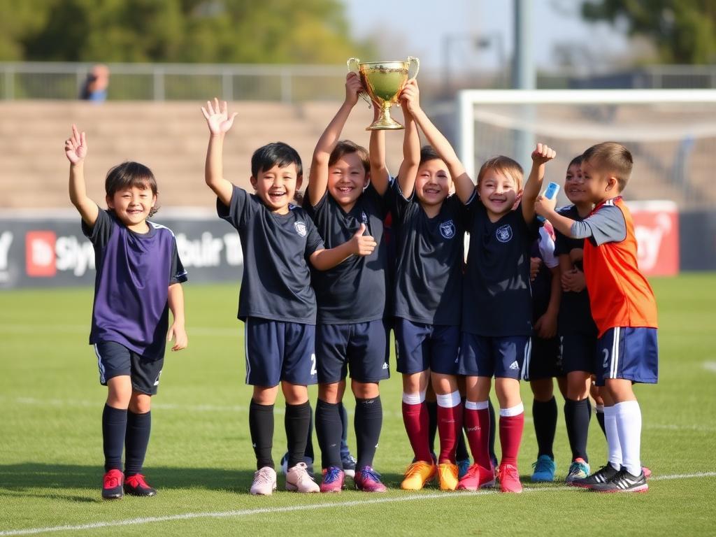 Time infantil com troféu